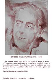 Paola De Rosa - Curzio Malaparte (1898 - 1957), 2018 - Acquerello, Dim: 21x26 cm ca.