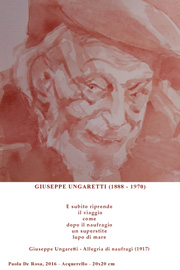 Paola De Rosa - Giuseppe Ungaretti (1888 - 1970), 2016 - Acquerello, Dim: 20x20 cm