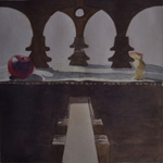 Paola De Rosa - Studio XI Stazione: Ges promette il Suo Regno al buon ladrone, 2012 - Acquerello - 21,5 x 21,5 cm