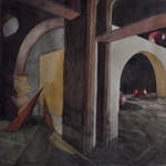 Paola De Rosa - Studio I Stazione: Gesù in agonia nell'orto degli ulivi, 2012 - Acquerello - 21,5 x 21,5 cm