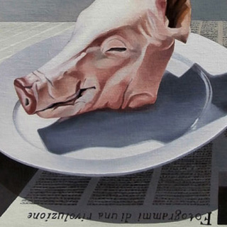 Paola De Rosa - Animal farm - 2013 - Olio su tela - Dim: 45 x 66 cm - Opera vincitrice del Secondo Premio di Pittura alla Seconda Biennale di Genova 2017